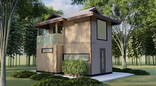 Two Storey Tiny House With Loft, 367 sq. ft. - Free CAD Drawings