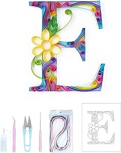 Uniquilling Quilling Paper Quilling Kit for Adults Beginner, 8 * 10-inch Letters, Exquisite DIY Paper Filigree Painting Kits Quilling Tools, Home Room Wall Art Decor Best Gifts(Basic)
