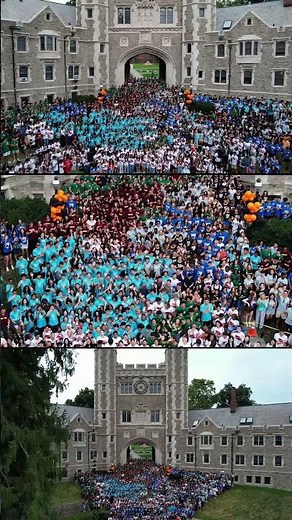 Drone views of Princeton University's Class of 2030 Step Sing