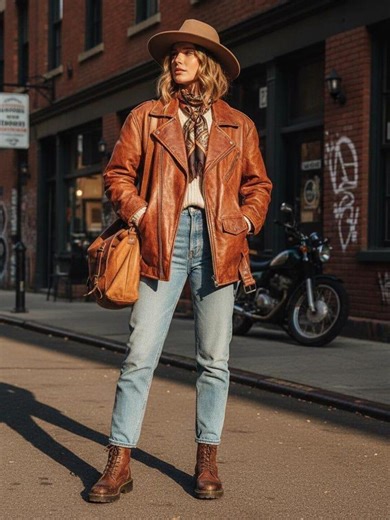 Vintage Tan Distressed Leather Moto Jacket Women's Oversized Biker Jacket - Etsy