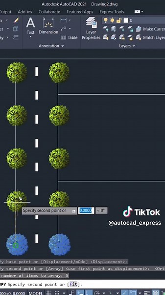 Cómo copiar árboles a lo largó de una carretera en #autocad #autocadcurso #autocadtips #tutorial #autocadhacks #tips