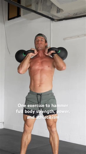 The double kettlebell clean to thruster, is a full body workout in one move. #kettlebell #workout