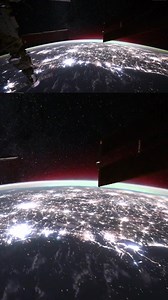 19K views · 102 reactions | A NASA astronaut captured stunning footage of the aurora from 260 miles above Earth on the International Space Station. The time-lapse shows the Sun setting as vibrant green and red auroras ripple across the atmosphere, illuminated by city lights below. 朗 | New York Post Lifestyle | Facebook