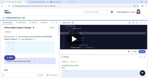 #python #codingjourney #learningbydoing #loops #coding #hollow | Divya Sri
