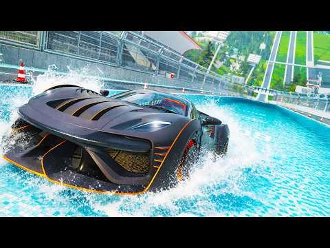 Which Randomly Generated Car Config Can WATER SKIP Furthest On Car Jump Arena? PART 5 | BeamNG Drive