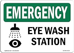 OSHA Emergency Sign - Eye Wash Station | Rigid Plastic Sign | Protect Your Business, Construction Site, Warehouse & Shop Area | Made in The USA