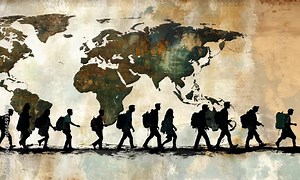 Migration Dynamics: A dynamic portrayal of migration patterns and movements across continents, illustrating the diverse reasons and experiences of people seeking better opportuniti Stock Video