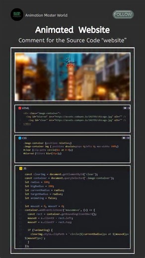 AnimationMasterWorld on Instagram: "Comment for the Source Code "website" . . . . #html #css #javascript #cursoranimation #webdesign #frontend #ui #ux #codesnippets #100daysofcode . . . . animated cursor HTML CSS JS, custom cursor effect, cursor trail animation, magnetic cursor hover, cursor ripple effect, accessible custom cursor, vanilla js cursor animation"