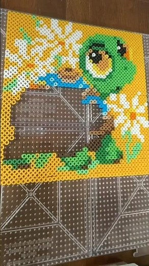 DIY turtle In flowers Perler bead art #perlerbeadart #pixelart #beadartist #perlerbead