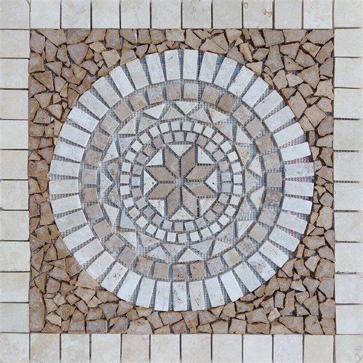 Handmade Marble Stone Mosaic Tile: Square Medallion Art (24”x24”) - Etsy