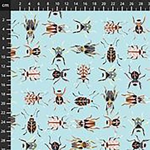 Forage Bug Display on Blue Fabric 0.5m