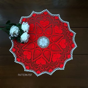 Crochet Pattern for Hearts Doily, Valentine’s Doily, Heart Pattern, Crochet Doily, Instant Download Pdf - Etsy
