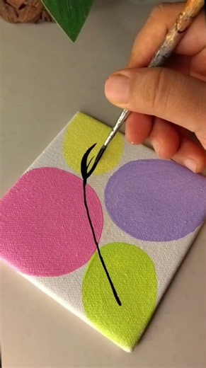 🌸 Easy Abstract Mini Canvas Painting 🎨 Pastel Leaf Art #boho #painting #viral #trending #diy #craft