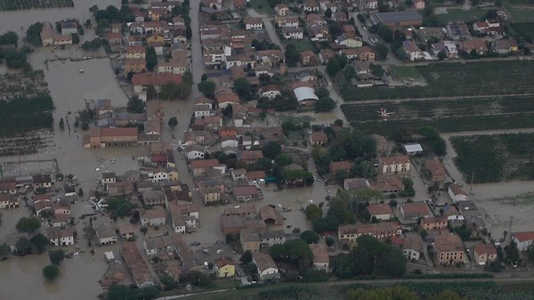 Aerial footage of floods in Italy