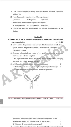 💥2nd PUC BIOLOGY MODEL QUESTION PAPER 1 || 2025-26 #puc #viral #biology