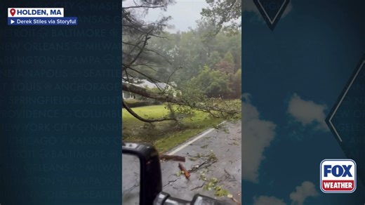 🌪️ SEVERE WEATHER HQ: Powerful thunderstorms tore across parts of the Northeast and New England on Saturday, including reports of a possible tornado that caused damage in central Massachusetts. More: https://www.foxweather.com/weather-news/weather-forecast-northeast | FOX Weather