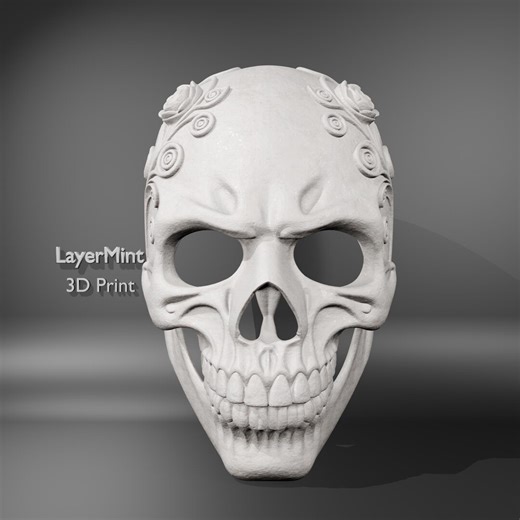 Floral Skull Mask STL, 3D Printable Gothic Skull Mask, Horror Cosplay Halloween Decorative Skeleton Mask, Digital STL File - Etsy