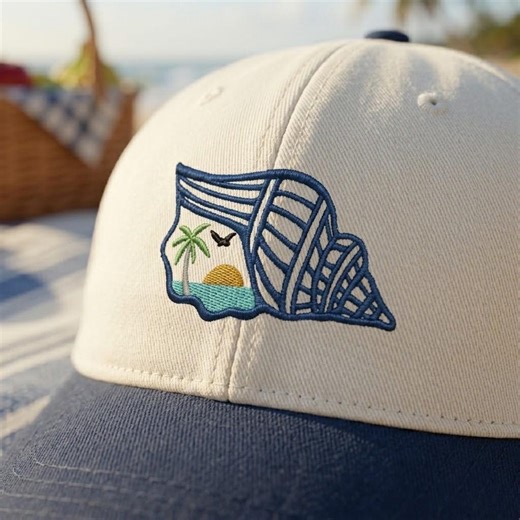 Embroidered Seashell Beach Hat, Coastal Summer Cap, Beach Vacation Gift, Aesthetic Nautical Dad Hat - Etsy