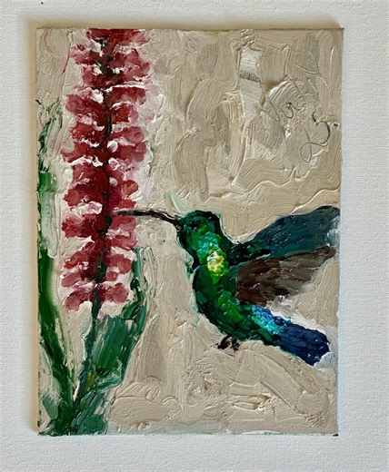 Hummingbird Oil Painting: Bird Original Semi Abstract Wall Artwork - Etsy