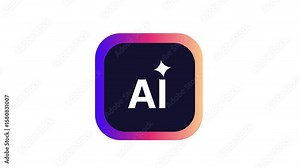 Animated AI Button - Interactive AI Icon with Dynamic Motion Effects. 4k loop animation