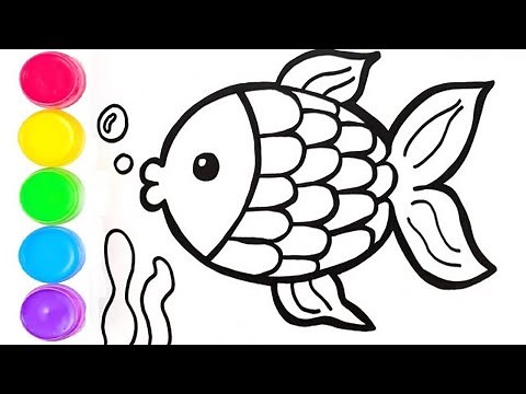 การวาดภาพระบายสีวิธีการวาด - ปลา - สมุดระบายสี