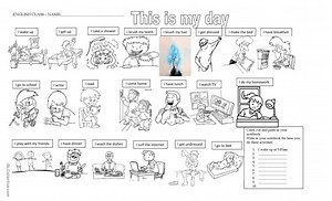 Daily routines - Color, cut and paste