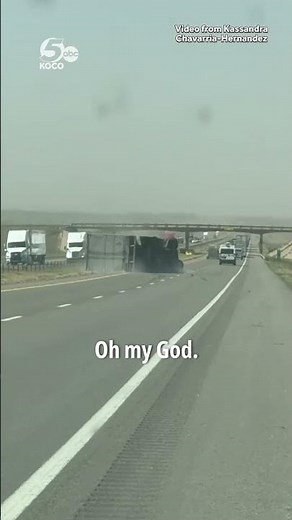 WATCH: Video captures semi tipping over on Oklahoma interstate due to intense winds