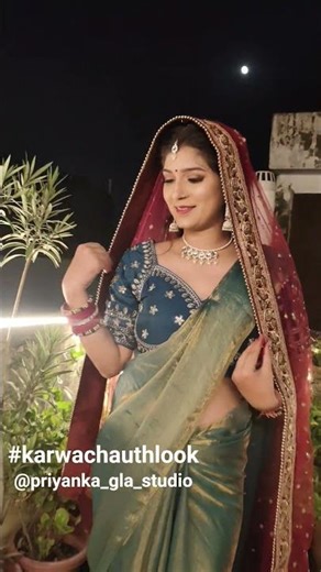 15 October 2025This beautiful makeup for karwachauth #meesho #saree #bridelmakup #indianwedding