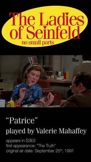 No Small Parts - s01e10 - The Ladies of Seinfeld: Valerie Mahaffey.#seinfeld #nosmallparts #ladiesofseinfeld #jerryseinfeld #sitcom #seinfeldgirls #hollywood #tvseries #tvclips #nbc #tvtrivia #movietrivia #actress #cameos #actorrole #seinfeldtrivia #valeriemahaffey #seinfeldpatrice #thetruth #northernexposure #adamsandler