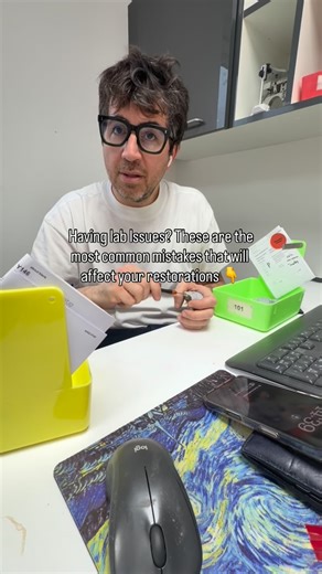📌 Most Common Clinical & Digital Mistakes That Cause Lab Issues 1. Poor or Incomplete Impressions / Scans • Incomplete margins • Missing distal surfaces • Collapsed soft tissue • Moisture contamination • Scan stitching errors • Not retracting enough for clear margin exposure 2. Unclear or Inaccurate Margins • Margins not visible due to blood, saliva, or poor retraction • Over-aggressive chamfer or uneven margins • No confirmation of margin clarity before sending 3. Missing or Inaccurate Bite Re