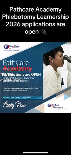 Pathcare Academy Phlebotomy Learnership Applications 2026
