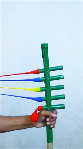 Colourful Five Balloons With Green Bamboo Carfts Ideas #balloon #carfts #creation #toys