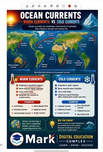 🌊 Ocean Currents 🌊 Warm Current and Cold Current 🌊 #oceancurrents #current #geography #warmcurrent