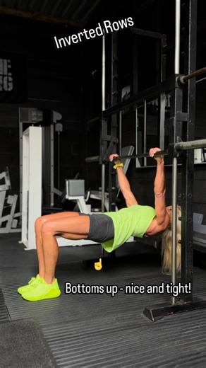 Kim Betts on Instagram: "Can’t perform a pull-up? TRY THIS! Inverted rows… Also known as bodyweight rows or Australian pull-ups, a calisthenics exercise that primarily works the upper back muscles, including the trapezius and latissimus dorsi, with the biceps acting as a secondary muscle group. Hang under a stable, elevated bar and pull your body up until your chest touches the bar. Difficulty: Adjust the height of the bar to make the exercise easier or harder. A higher bar will make it easier, 