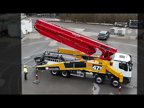 Putzmeister: Setup of a Putzmeister truck mounted pump M47-5 with Fullflex-support system.