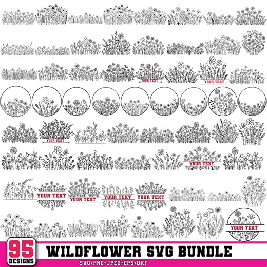 Wildflower Svg,flower Svg,flower Bouquet Svg,botanical Svg,flower Meadow Svg,flower Border Svg,nature Svg,spring Svg,cricut & Silhouette - Etsy