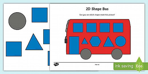 2D Shape Bus Cut and Stick Activity