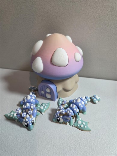 Mushroom Mini Dragon With Egg 3D Articulated Fantasy Collectible - Etsy