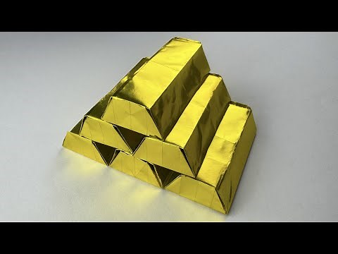 【簡単折り紙】１枚で金の延べ棒の折り方✨How to make paper Gold bar#ゴールドバー#金塊#金#Gold#金條#金条#골드바#延べ棒#折り方#おりがみ#easy#origami