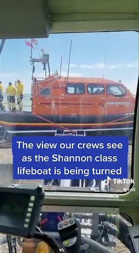 The view from our Shannon Launch and Recovery System (SLARS) as it turns Hasting RNLI’s Shannon class lifeboat #shannonclass #shannonclasslifeboat #tractor #tractorlover #boatlife #rnli