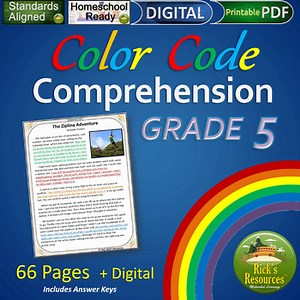Science of Reading Comprehension Skills: Color-Coding Text Evidence - 5th Grade