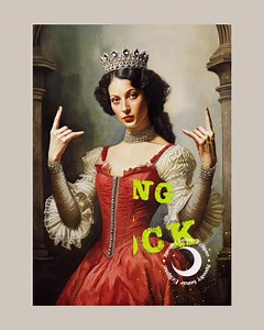 Reine montrant des cornes de punk rock impression d'art fille rebelle peinture impression royale victorienne féminisme girl power affiche drôle décoration d'intérieur art altéré - Etsy France