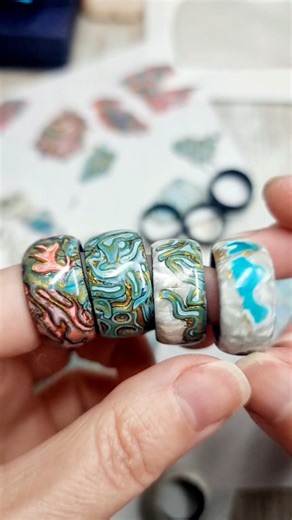 More finished rings! They are sanded and buffed! no uv resin!🌸🌸🌸 sweetybijou.com | Sweety Bijou