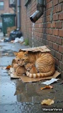 I Built a Warm Shelter for a Homeless Ginger Cat 🧡🐱 | Heartwarming DIY Rescue #Shorts