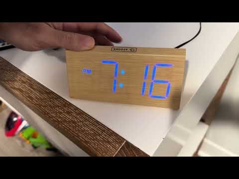 DreamSky Wooden Digital Alarm Clock for Bedroom demo