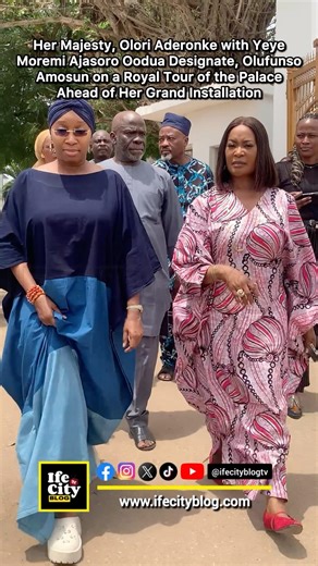 Olori Aderonke, Hosts Yeye Moremi Ajasoro Oodua Designate, Olufunso Amosun, on a Royal Palace Tour
