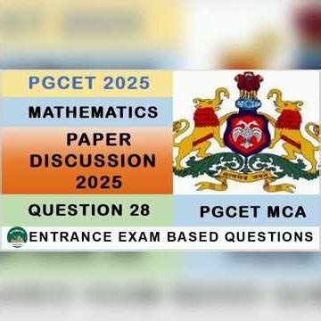 Q28|PGCET MCA 2025 Mathematics Solved Question Paper |Complete Explanation#pgcetmca#pgcet2025#pgcet