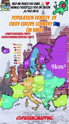 Population density of every Europe country 🇪🇺 #mapping #fyp #europe #map #population