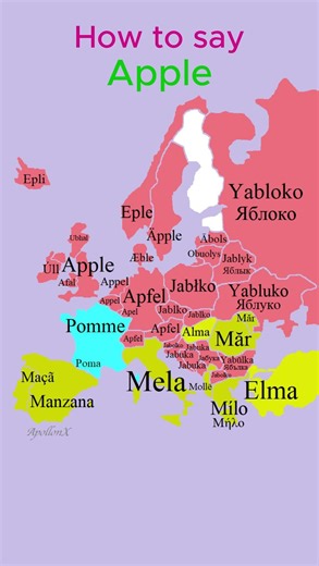 How to say Apple | Fruits | European Languages Comparison #shorts #comparison #map