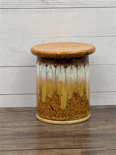 Handmade French Butter Crock, Wheel Thrown Stoneware Pottery, Pottery Butter Dish, Ceramic Butter Keeper, Carved Design, Drippy Glaze - Etsy